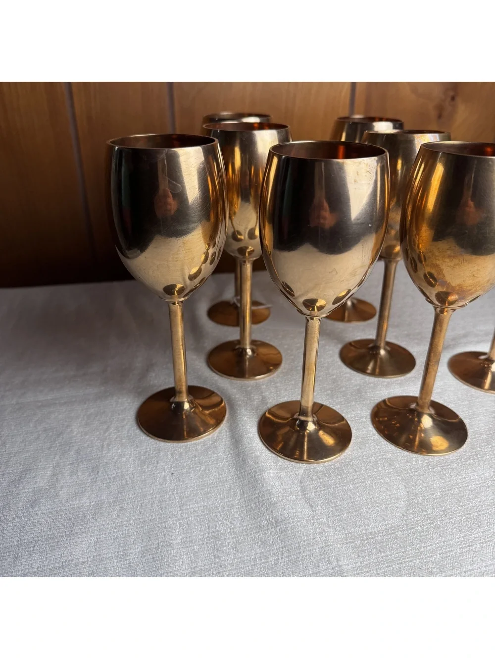 Vintage Solid Brass Wine Goblets Set of 2 7” Stemware Wedding Toasting